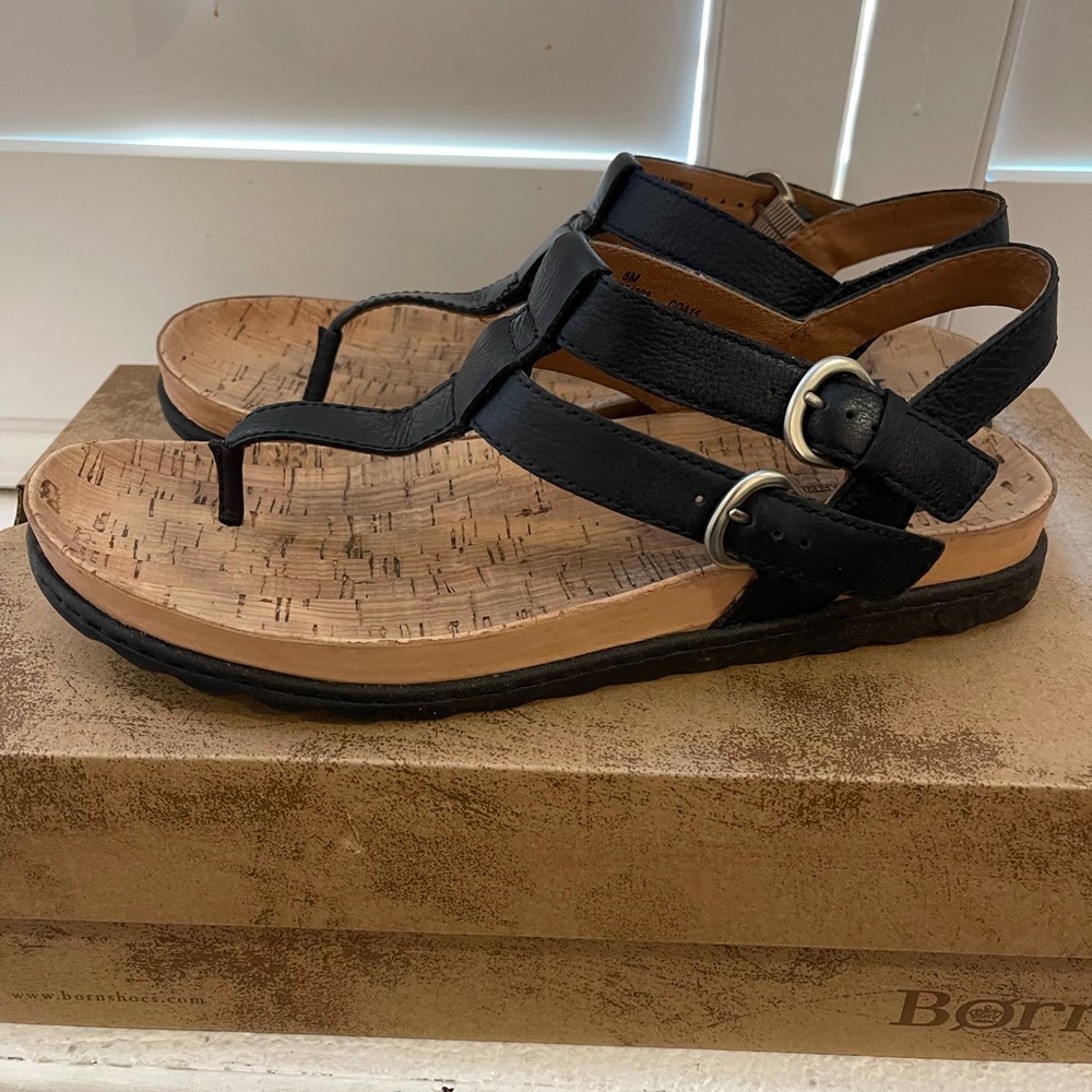 Born black two strap sandals